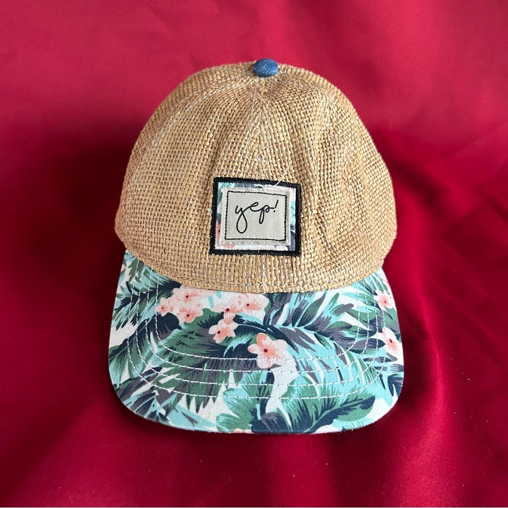 “Yep!” Floral Snap Back Baseball Cap Tiki Beach Cruise Surf Island Sun
